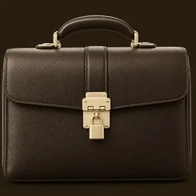 Locked leather briefcase — Mafia 77777